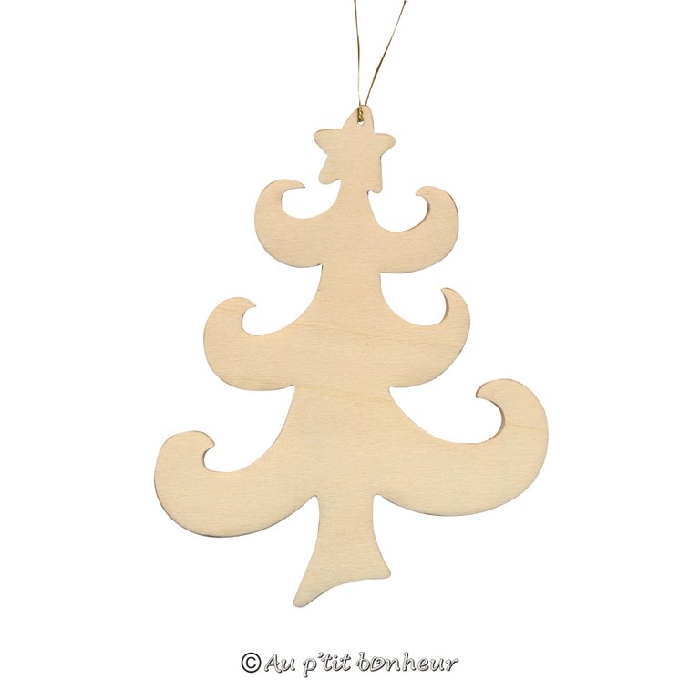 suspension décoration de Noël sapin bois fabriccation artisanle