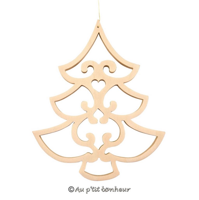 suspension décoration sapin de Noël bois ajouré sapin fabrication artisanale